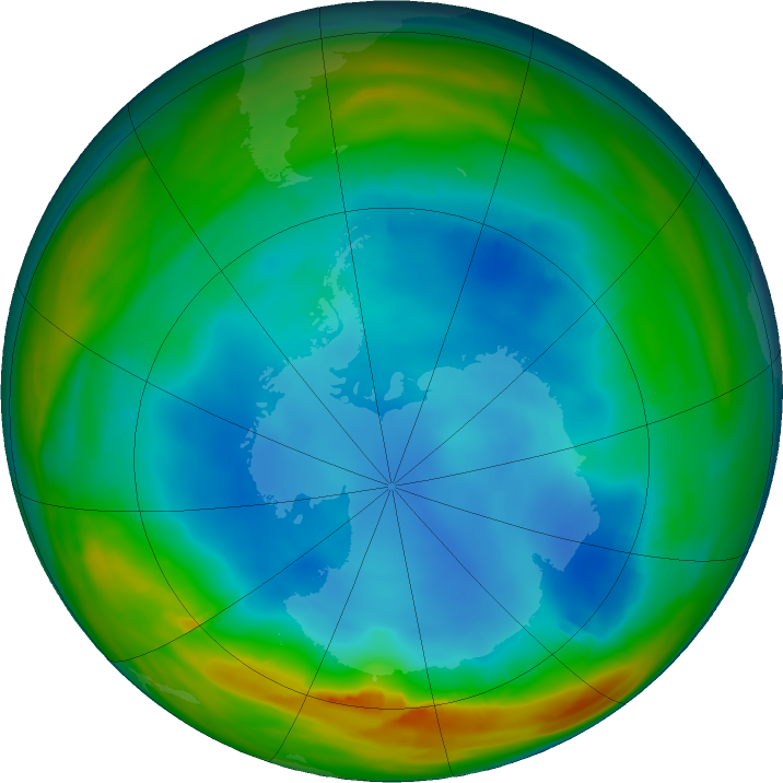 Antarctic ozone map for 17 July 2023